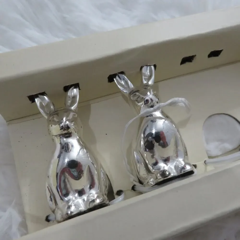 Pottery Barn Silver Bunny Placecard Holders Set of 3